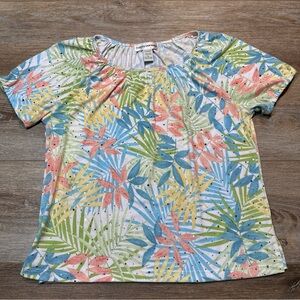 Cathy Daniels women’s M Multicolor Tropical Leaf Blouse